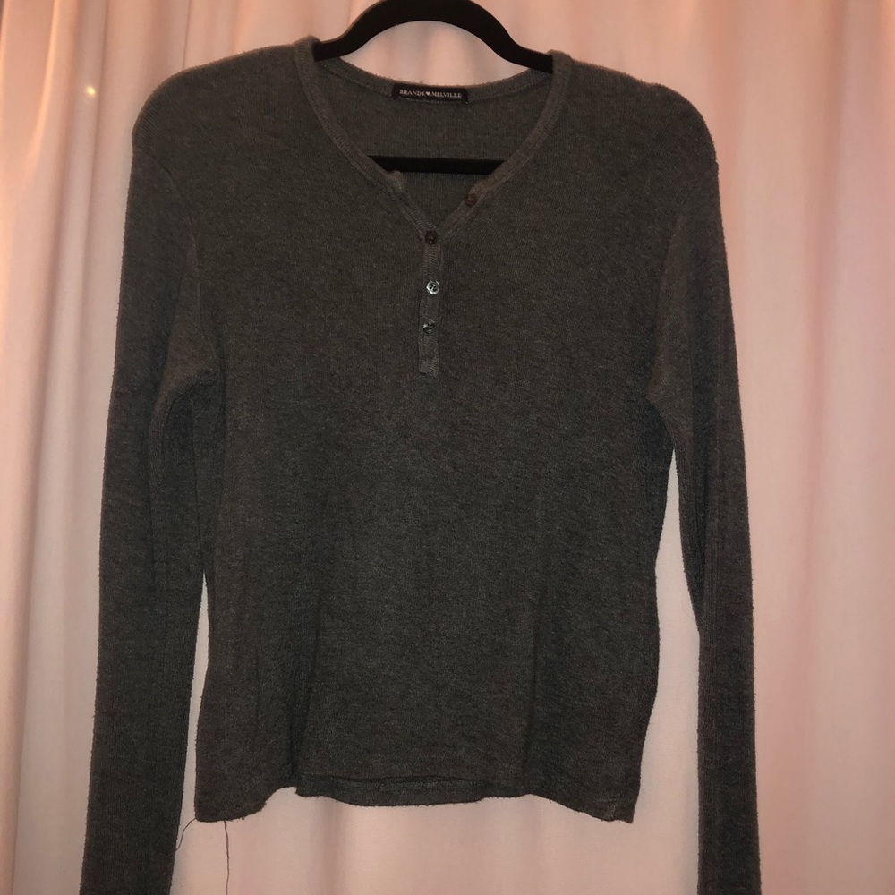 Grey Brandy Melville Button Up Top
